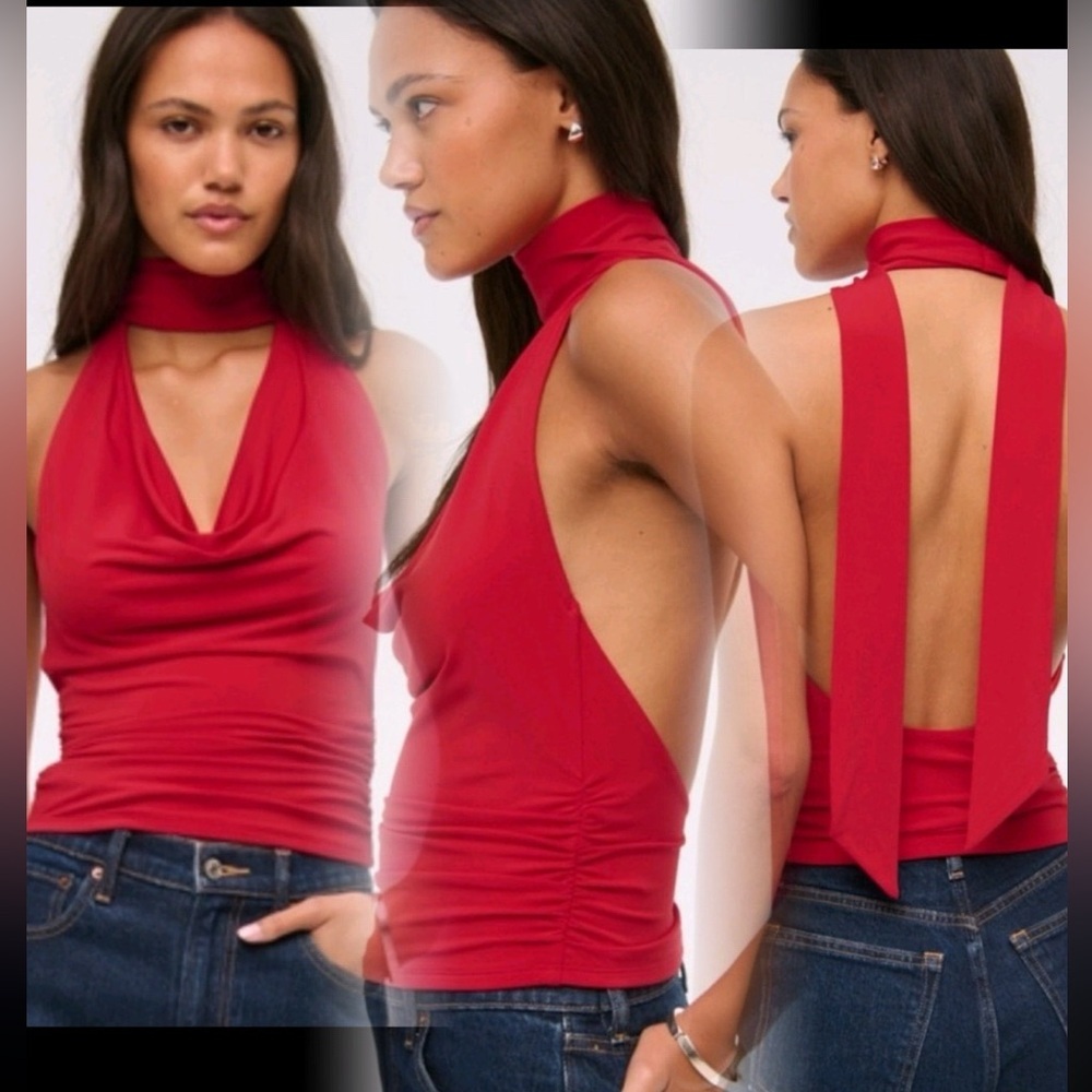 Abercrombie &Fitch Halter Cowl Neck Scarf Top Size Medium NWT